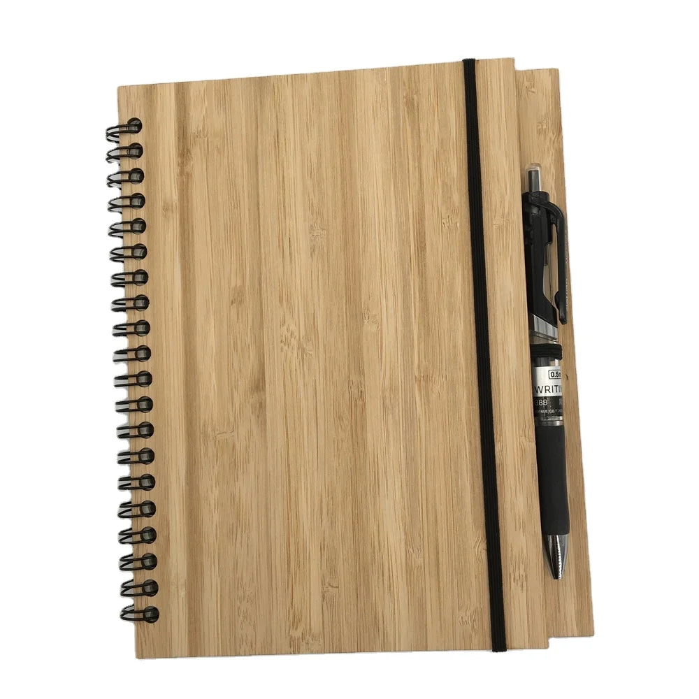 Hot Sale Engraved Bamboo Cover Wooden Blank Notebook with Customized Logo
