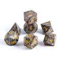 7pcs Natural Stone Polyhedral DND Dice Set Custom Logo Gemstone D6 D20 Handmade Firestones with Numbers for Table Game