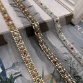 Luxury Shiny Golden Aluminum Embroidered 3d Pearls Net Lace Trim LT2469B