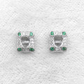Sterling Silver 4*5mm Semi Mount Stud Earrings Empty Support Blank Claws Setting S925 Base Without Center Stone for DIY Inlay