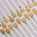 New Arrival 18K Gold Plated Stainless Steel Square Alphabet Letters A-Z Initial Classic Party Wedding Gift Unisex Necklace