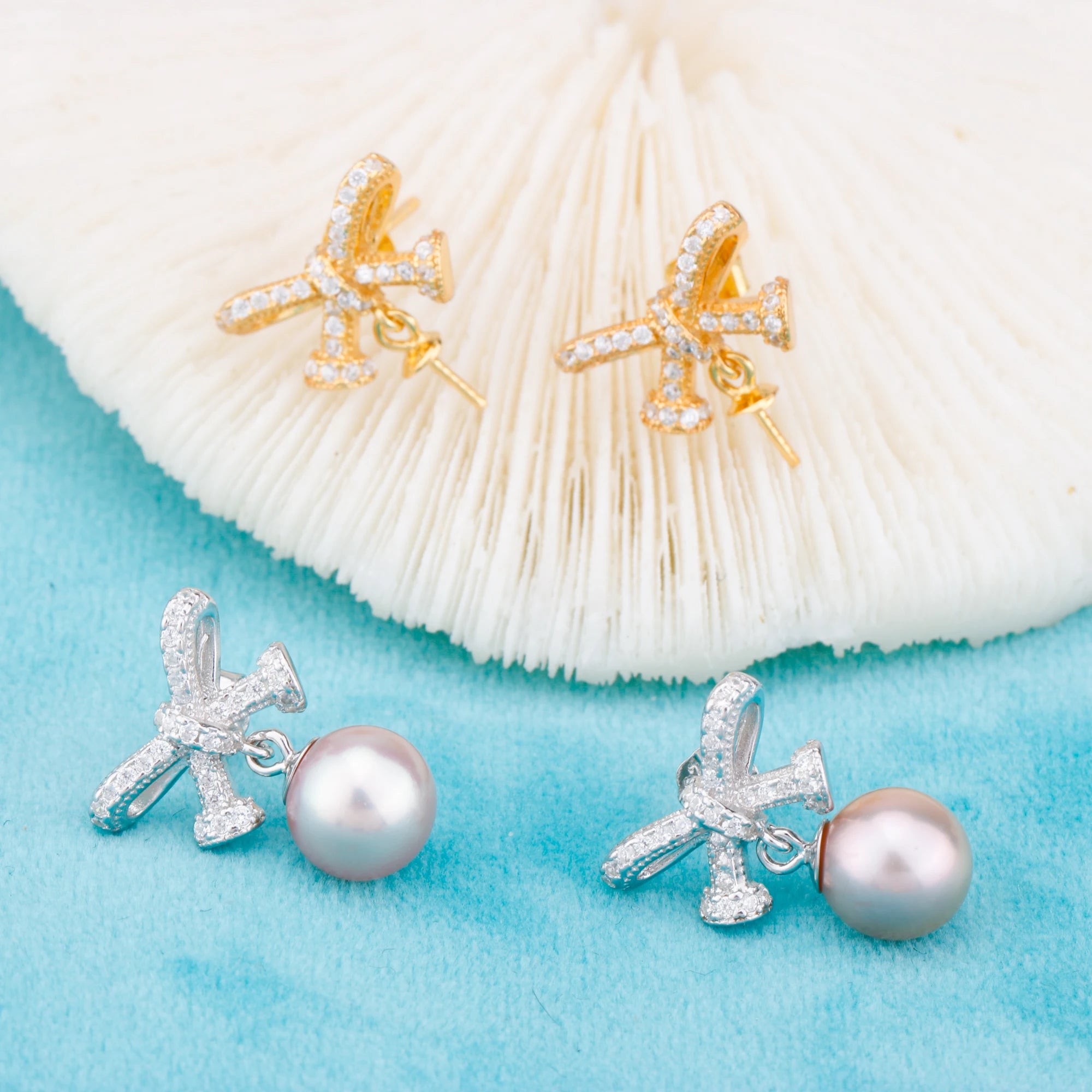 E010893 S925 Pearl Earring 925 Sterling Silver DIY 6-8mm Natural Freshwater Pearl Stud Earring for Women