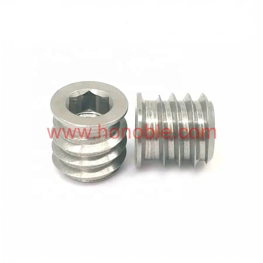 Stainless Steel SS316L Hex Drive Hexagon Head Silver Color Hard Wood Insert Nuts for Furnitures