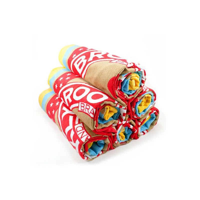 Promotion Cotton and Polyester Beach Towel Plain Style Sports Pattern Design