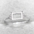 Sterling Silver 5*7mm Semi Mount Ring Square Shape Empty Frame Blank Claws Setting S925 Base Without Center Stone for Inlay DIY