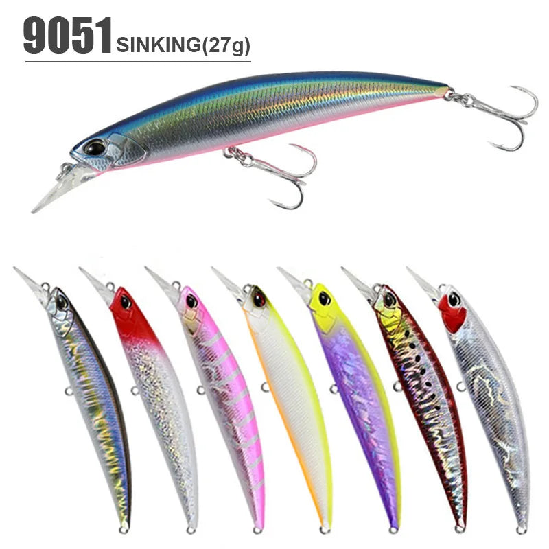 110mm 27g New Minnow Fishing Lures 3D Slow Heavy Sinking Minnow Surfer Wobbler Saltwater Hard Fishing Lures Minnow Lure