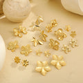 Fashion Stainless Steel Jewelry Manufacturing Gold Plated Flower Stud Earrings Flower Leaf Shape PVD Waterproof Jewelries Women