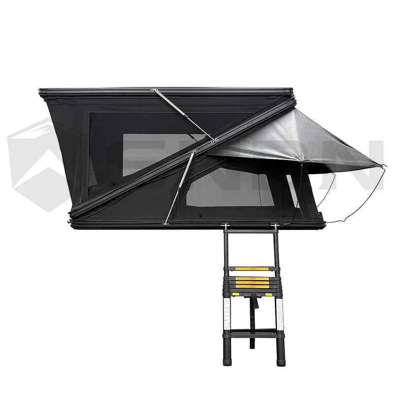 SNDN 4X4 2 Person Aluminum Clamshell Hard Shell Z Roof Top Tent Car Hardshell Rooftop Tent with Solar for 4x4 Offroad Camping