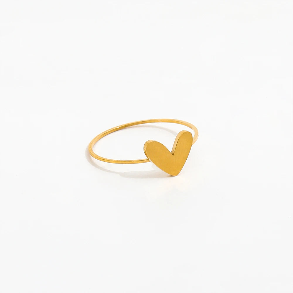 Fenny 18K Gold Plated Wholesale Jewelry Waterproof Irregular Fine Peach Heart Wafer Stainless Steel Finger Ring Trend for Women