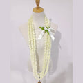 3-Strand Artificial Silk Pikake Lei With Fern Leaf KN-hl091s Pakalana Necklace Hawaii Polynesia Dance Party Floral Wreath Swag