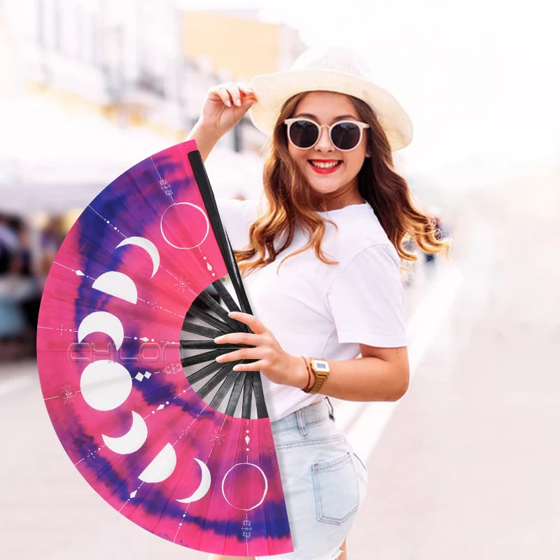 Custom Large Size Clacking Rave Fan Pride rainbow Fan
