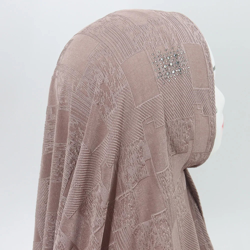 Wholesale New Solid Color Plain Elastic Modal Viscose Shawl Headscarf Muslim Jersey Hijab Scarf With Stone