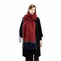 Autumn Winter Warm Tassel Scarf for Women Solid Color Contrast Pashmina Cold-Proof Shawl Made Polyester Traditional Shawls
