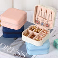 Custom Logo PU Leather Mini Travel Jewelry Box Cute Square Organizer with Zipper for Necklaces Earrings Rings Gift Box
