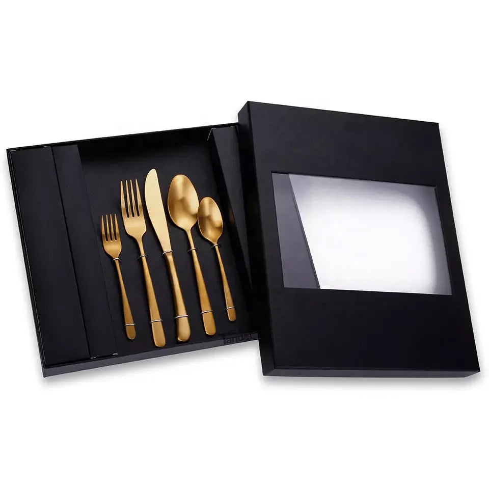 Cutlery Box Packaging Gift Stainless Steel Gold 30/ 20 Piece Flatware Set Silverware Metal Black Cutlery