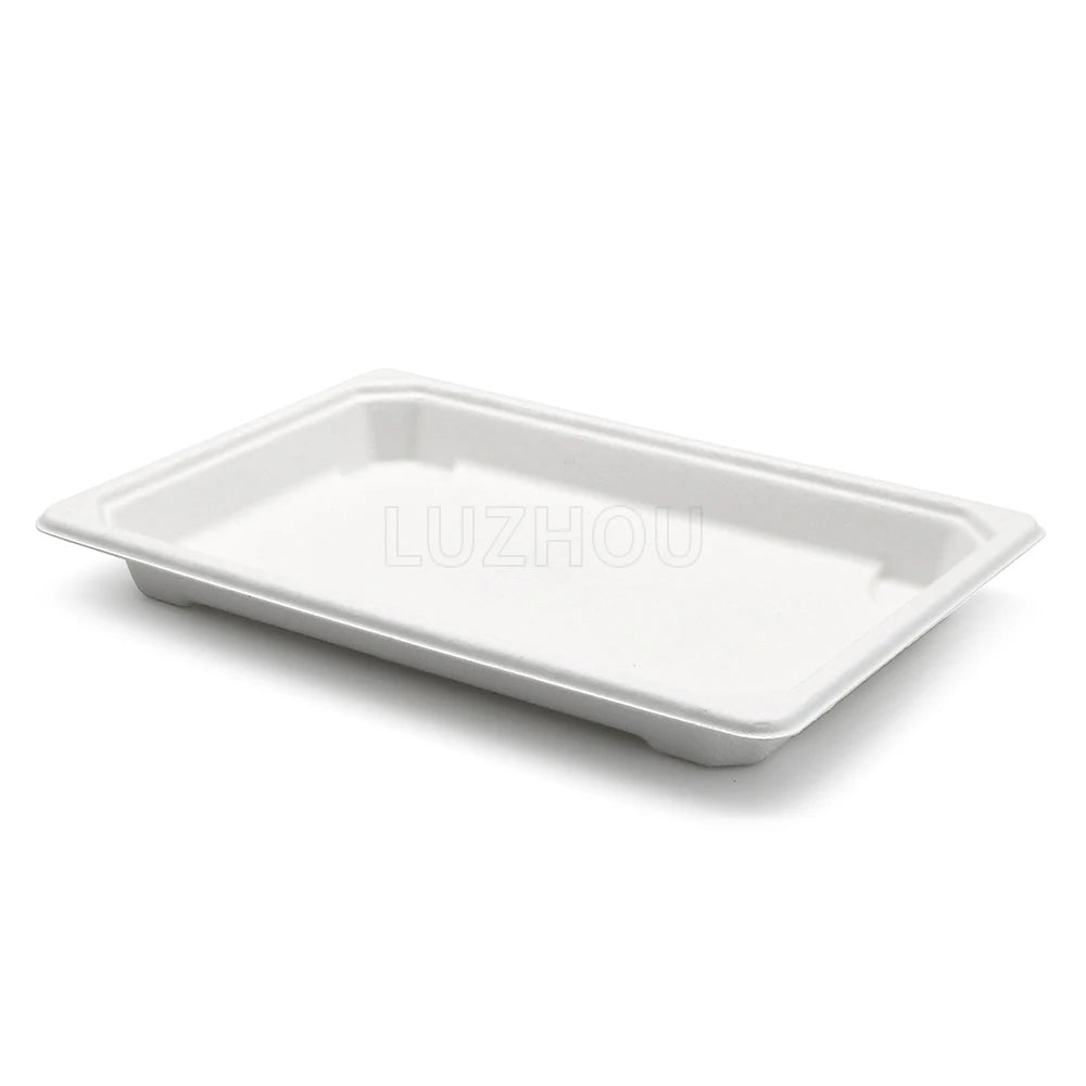 18.5x2cm Biodegradable Compostable Sugarcane Bagasse Disposable Sushi Serving Tray-Waterproof Greaseproof Microwave Safe Food