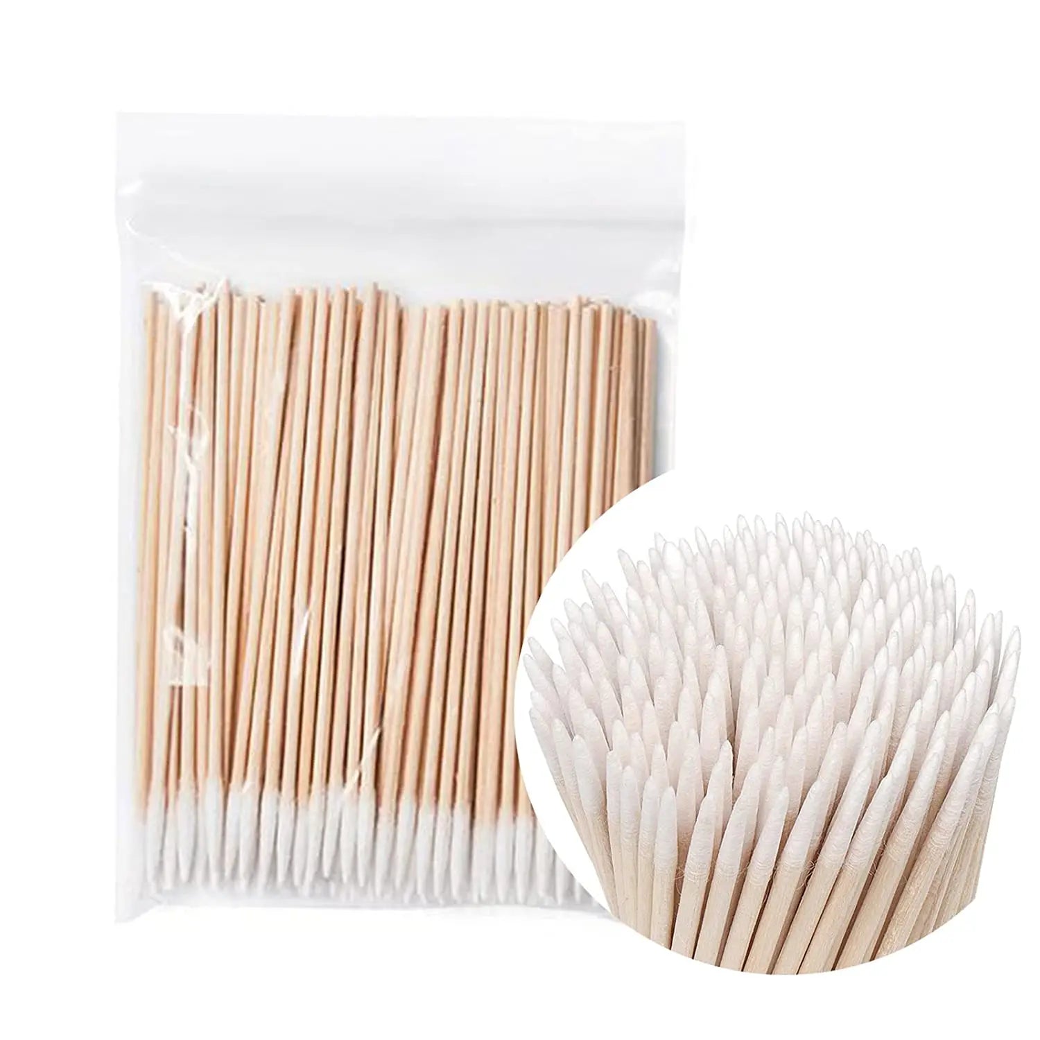 100pcs/Bag Permanent Makeup Wooden Cotton Swab Eyelash Micro Brush Applicator
