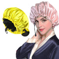 Customized Logo Double Sided Hair Bonnet Women Fashion Elastic Sleep Cap Wholesale Button Adjustable Hair Bonnet