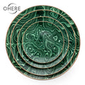 Vintage Green Bone China Charger Plate Restaurant Dinnerware Tableware Set Vajilla Dishes&Plates for Rentals&Banquet&Catering