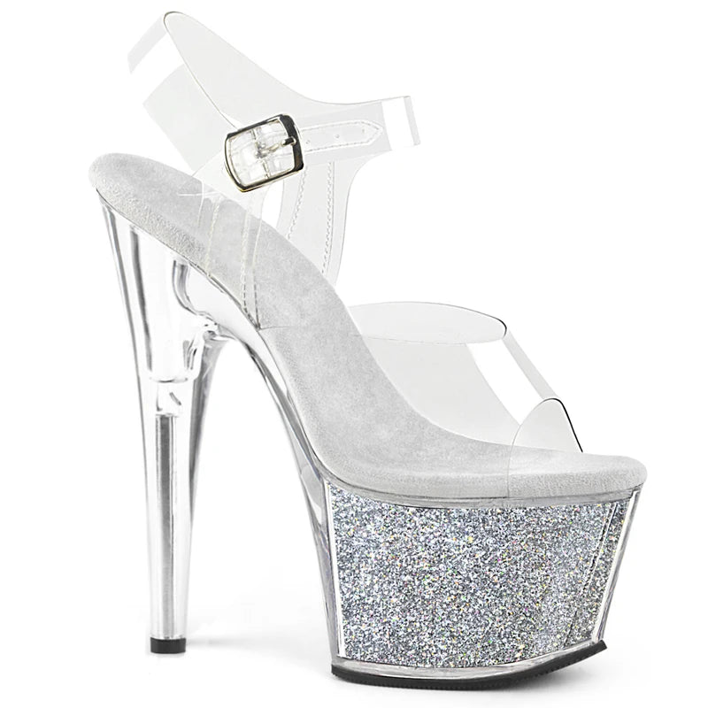 Colorful Shiny Platform Thin Heel 17 cm Anti slip Wear-resistant Pole Dance High Heels Women's Stripper Sandals