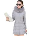 AIMINYZ Autumn Winter New Women's Long Length Waterproof Zipper Hooded Collar Detachable Collar Cotton Coat Print Casual Outwear