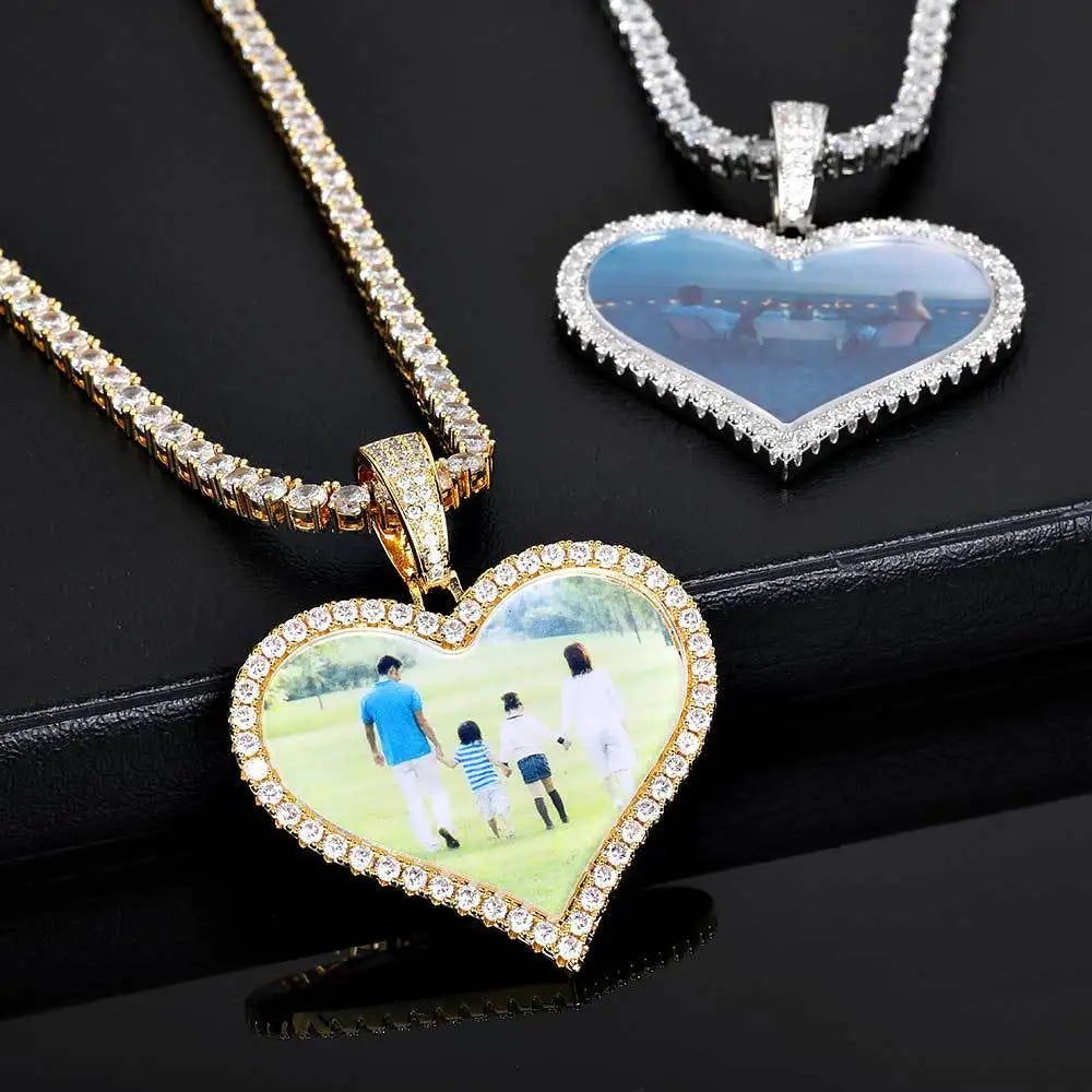 2025 New Large love Photo Frame Pendant Fashion Brand Personalized Customized Photo Necklace Pendant for Men and Women