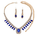 Fashion Cubic Zirconia Necklace Drop Earrings Women Party Jewelry Set for Wedding Brides Costume