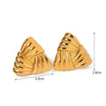 Trendy Geometry 18k Gold Chunky Jewelry Stainless Steel Exaggerated Bold Braided Texture Triangle Simple Earrings for Women