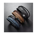 Personalized Charm Handmade Braided Leather Magnetic Bracelet Customized Laser Logo Multilayer Leather Bracelet for Mens