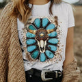 Wholesale Western Style Clothes Wear Womens Cowgirl Clothing 100% 180gsm Cotton Hot Stamping Pattern T Shirts Tops for Female