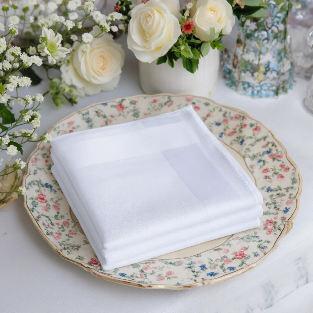 Bulk Wholesale 40*40cm Soft White Cotton Handkerchiefs Cloth Napkins Classic White Pocket Square Plain Hankies for Men's Gifting
