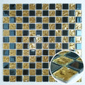 Gold Mix Sliver Luster Electroplate Mosaic Glass Sheets Bathroom Kitchen Back Splash Wall Tiles Colored Glass Mosaic
