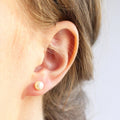 Fashion 316L Stainless Steel Trendy Silver Shell 8mm Imitation Pearl Bead Stud Earrings for Women