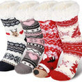 Winter Fluffy Lining Slipper Sock Christmas Socks With Non Skid Gripper Soft Cozy Fuzzy Thick Sherpa Sleeping Socks for Women
