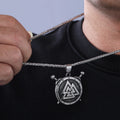 Logo Customization  Men Silver Stainless Steel Nordic Viking Odin Thor Shield Sword Valknut Talisman Rune Necklace Pendant