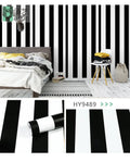 Modern Home Decor Wall Styles White and Black Stripe Wallpaper Sticker Self Adhesive Wallpapers