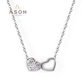 Ason Fashion Stainless Steel Jewelry Women Valentine Day Pendant Heart Necklaces Couple Double Two love Heart Diamond Necklace