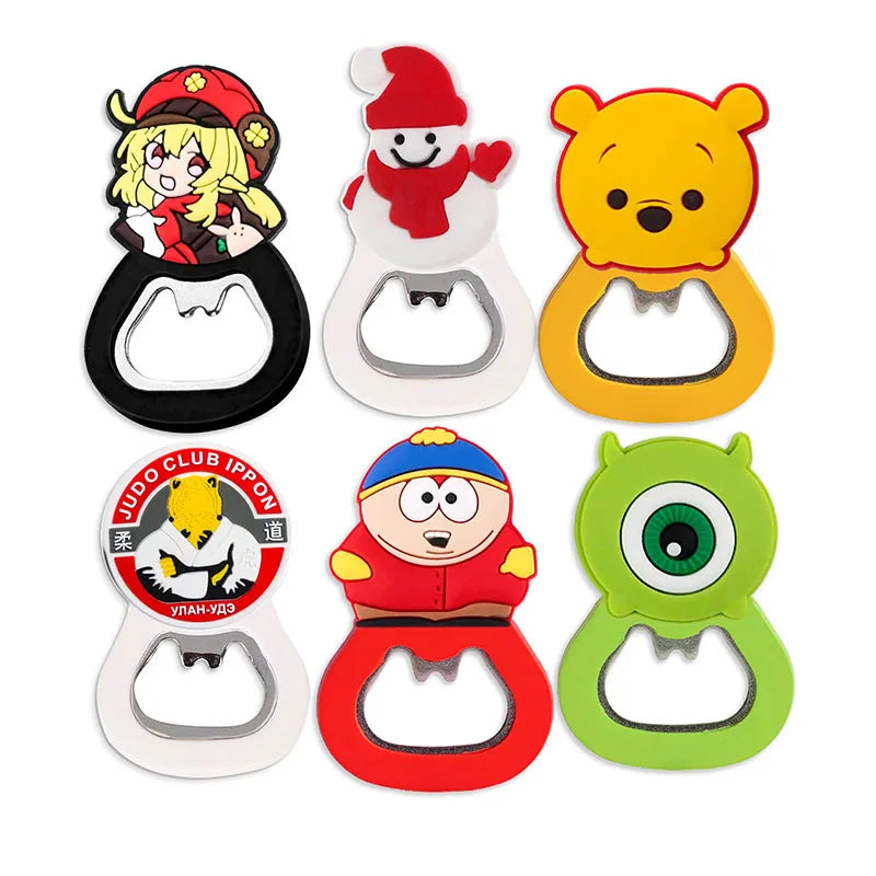 Custom Bottle Opener Cover Cartoon Anime Magnetic Beer Opener Soft Pvc Refrigerator Stickers