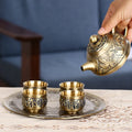 QIAN HU Vintage Arabic Calligraphy Tea Set 200ml Iron Metal Home Decoration Coffee Set with Teapot and 4 Cups for Parties