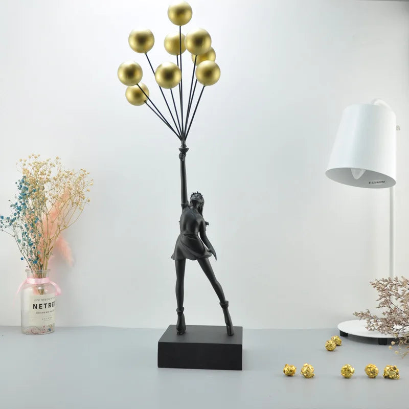 Banksy Balloon Girl Resin Crafts Fairy Gifts Resin Sculpture Statue Figurine Candy Modern Girl