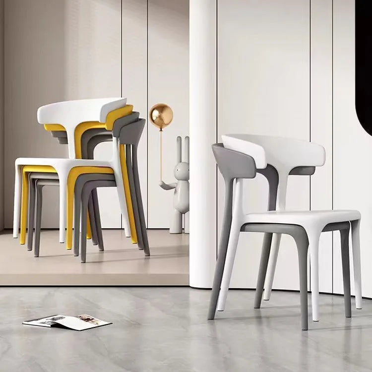 Modern Nordic Horn Dining Chair Home Leisure Fast Food Stall Chair Easy Plastic Chair