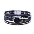 Wholesale Women's Accessories Bracelet Magnetic Buckle Ornament High-grade Crystal Leather Hand Weaving Bracelet