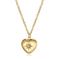 Fashion Jewelry Engrave CZ Crystal Zircon North Star Pendant Necklace with Stones Gold Plated Stainless Steel Necklace for Women