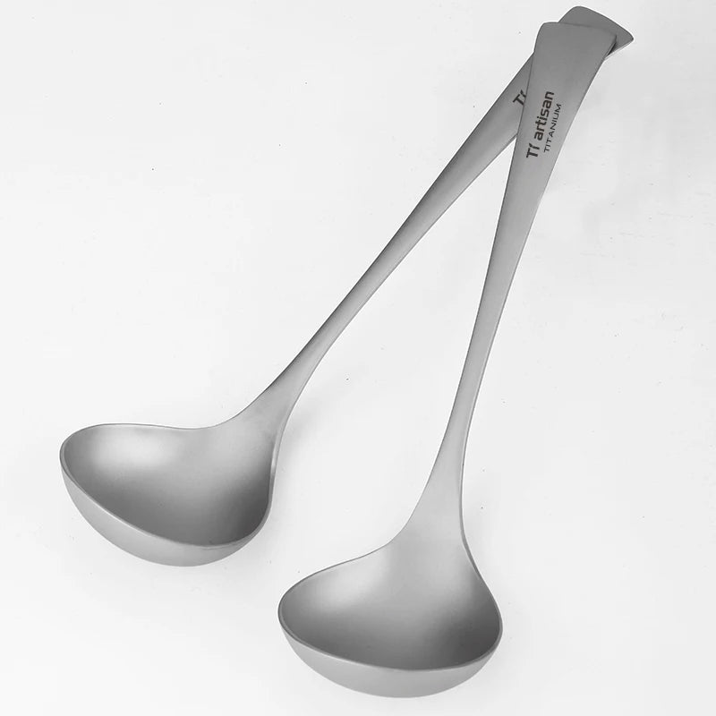 Ladle Spoon Titanium Long Handle Thickness Tableware Porridge Stew Sauce Deep-bowled Ladle Scoop Cooking Utensils Set