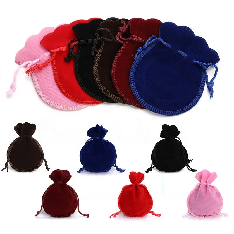 Wholesale Velvet Small Bags Packing Candy Birthday Party Jewelry Pouch Drawstring Line Screen Printing Weeding Dust Bag