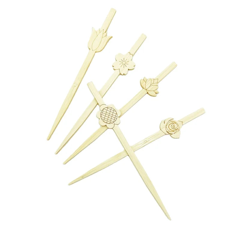 Wholesale Multi-Function Bamboo Sticks Cocktail Picks Party Food Skewer Fruit Styling-Korean Style Gas Grill Serving Utensil