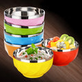 Hot Sale Eco-Friendly Stainless Steel Soup Mixing Bowl 13cm 15cm 17cm Polished Metal with Color Print Lid Wholesale