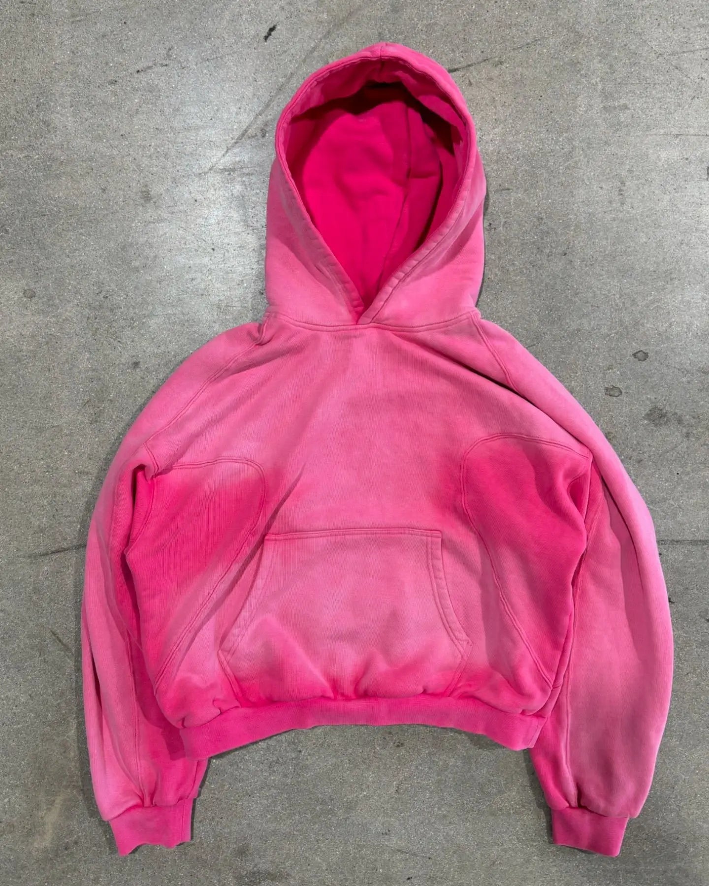 TOPSHOW New Design Pink French Terry 500 Gsm Cotton Thick Blank Heavyweight Acid Washed Boxy Cropped Hoodie