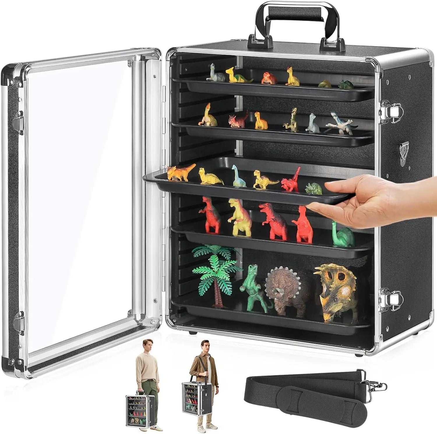 Durable Aluminium Carrying Case with 5 Metal Trays Display Transport Box