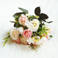 O-X346 Wholesale Mini Flower Bunches Artificial Rose China Royal Style Flower Real Touch Silk Artificial Rose Flowers Bouquet